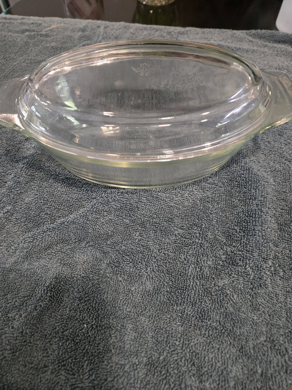 Vintage Pyrex England 348 Clear Glass Oval Casserole Dish with Original Lid